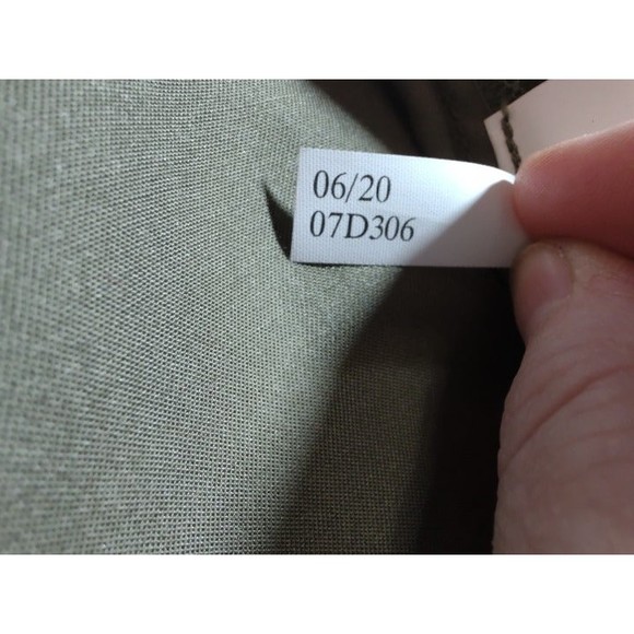 Nautica Khaki Green Mandarin Collar Shirt Dress with Orange Accent, Size M - Picture 10 of 10